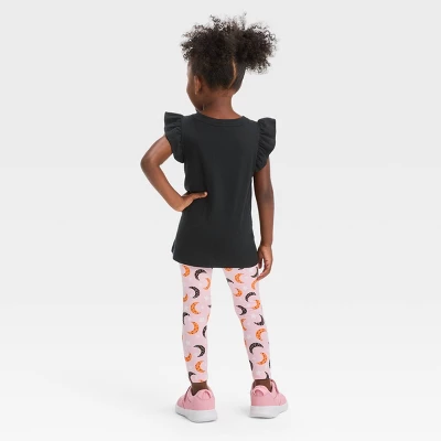 Toddler Girls' Moon 'Glow In The Dark' Short Sleeve Top & Leggings Set - Cat & Jack™ Black 3 Toddler Girls' Moon 'Glow In The Dark' Short Sleeve Top & Leggings Set - Cat & Jack™ Black