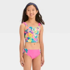 Girls' 'Shore Garden' Floral Printed Midkini Set - Cat & Jack™ Pink -CAT and JACK Store GUEST 826596ed 6dfd 4b5e ad99 60c16d2b154b