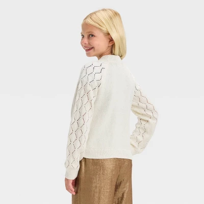 Girls' Long Sleeve Button-Down Cardigan - Cat & Jack™ 3 Girls' Long Sleeve Button-Down Cardigan - Cat & Jack™