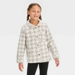 Girls' Button-Down 'Houndstooth' Shacket- Cat & Jack™ Gray/Cream 7 Girls' Button-Down 'Houndstooth' Shacket- Cat & Jack™ Gray/Cream -CAT and JACK Store GUEST 88b083ae 1cec 4375 a46c 67fff789f743