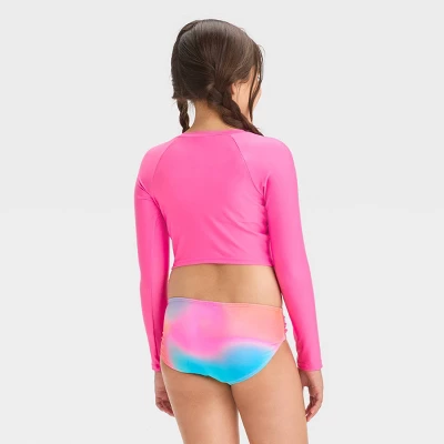 Girls' Rainbow Sparkle Rash Guard Set - Cat & Jack™ Pink 5 Girls' Rainbow Sparkle Rash Guard Set - Cat & Jack™ Pink - Image 3
