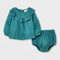 Baby Girls' Gauze Clipspot Ruffle Yoke Top & Bottom Set - Cat & Jack™ Dark Green 9 Baby Girls' Gauze Clipspot Ruffle Yoke Top & Bottom Set - Cat & Jack™ Dark Green -CAT and JACK Store GUEST 8973f68d 6e6b 4594 a13d f41092a58988