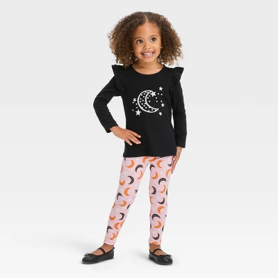 Toddler Girls' Moon 'Glow In The Dark' Long Sleeve Top & Leggings Set - Cat & Jack™ Black 5 Toddler Girls' Moon 'Glow In The Dark' Long Sleeve Top & Leggings Set - Cat & Jack™ Black - Image 3