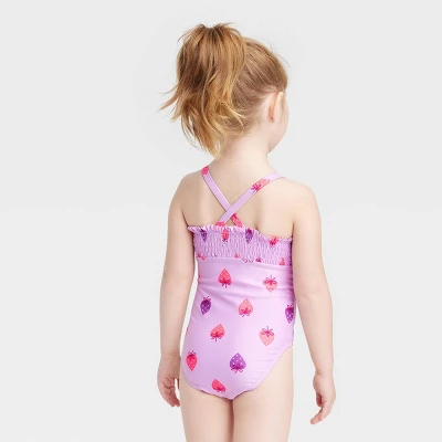 Toddler Girls' Strawberry One Piece Swimsuit - Cat & Jack™ Purple 4 Toddler Girls' Strawberry One Piece Swimsuit - Cat & Jack™ Purple - Image 2