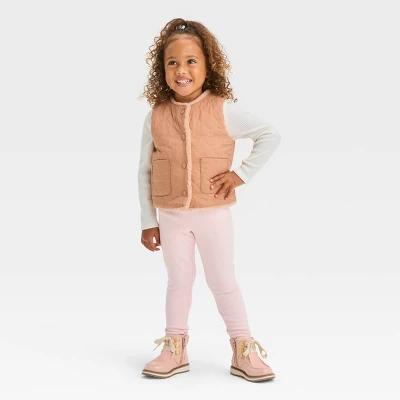 Toddler Girls' Quilted Reversible Jacket - Cat & Jack™ Beige 4 Toddler Girls' Quilted Reversible Jacket - Cat & Jack™ Beige - Image 2
