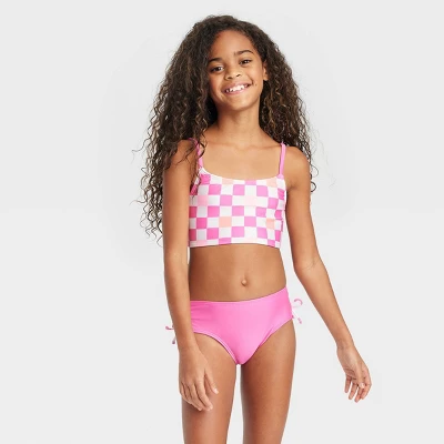 Girls' Super Smile Cropped Rashguard Set - Cat & Jack™ White/Pink 3 Girls' Super Smile Cropped Rashguard Set - Cat & Jack™ White/Pink