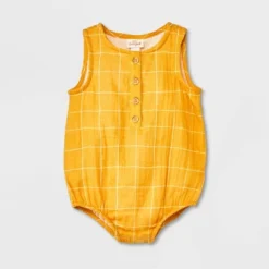 Baby Sun Gauze Tank Henley Romper - Cat & Jack™ Yellow -CAT and JACK Store GUEST 96926f69 ff5b 497f 81f4 7f34b0d0ea20