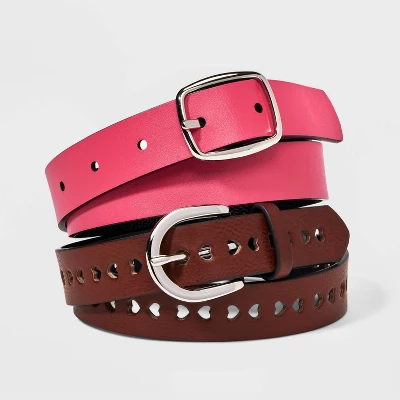 Kids' 2pk Belt Set - Cat & Jack™ Black/Brown 4 Kids' 2pk Belt Set - Cat & Jack™ Black/Brown - Image 2