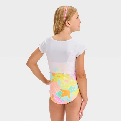 Girls' 'Take Me To Paradise' Floral Printed Rash Guard Set - Cat & Jack™ White 5 Girls' 'Take Me To Paradise' Floral Printed Rash Guard Set - Cat & Jack™ White - Image 3