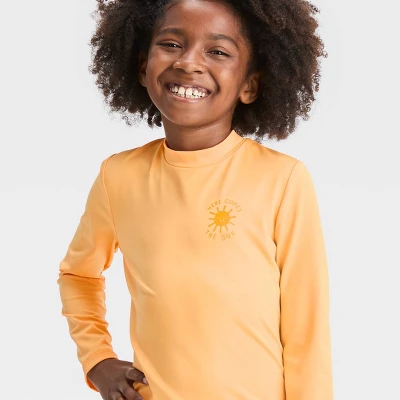 Girls' Sun Long Sleeve Rash Guard Top - Cat & Jack™ Orange 3 Girls' Sun Long Sleeve Rash Guard Top - Cat & Jack™ Orange