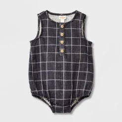 Baby Striped Gauze Tank Henley Romper - Cat & Jack™ Gray -CAT and JACK Store GUEST 9e4f8235 e8ab 4906 9e8a 732f1161e1a5