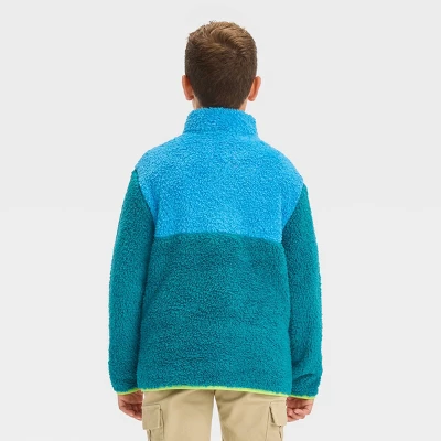 Boys' Colorblock Faux Shearling Pullover Sweatshirt - Cat & Jack™ 3 Boys' Colorblock Faux Shearling Pullover Sweatshirt - Cat & Jack™