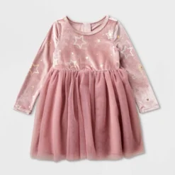 Toddler Girls' Adaptive Long Sleeve Star Velour To Tulle Dress - Cat & Jack™ Dusty Pink -CAT and JACK Store GUEST a196167d 2dc9 4d80 b5af c67436573066