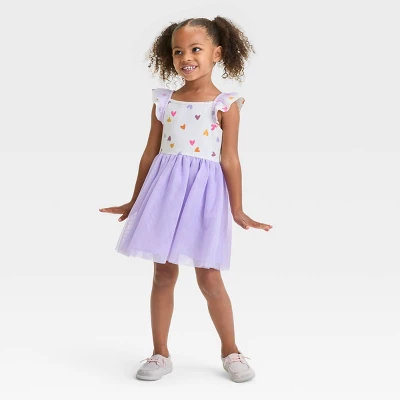 Toddler Girls' Lavender Hearts Dress - Cat & Jack™ Purple 4 Toddler Girls' Lavender Hearts Dress - Cat & Jack™ Purple - Image 2