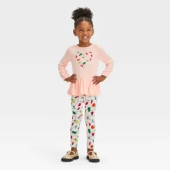Toddler Girls' Heart Christmas Lights Long Sleeve Top & Leggings Set - Cat & Jack™ Pink -CAT and JACK Store GUEST a2af60e3 6a75 43a3 8e6f 100b4280c453