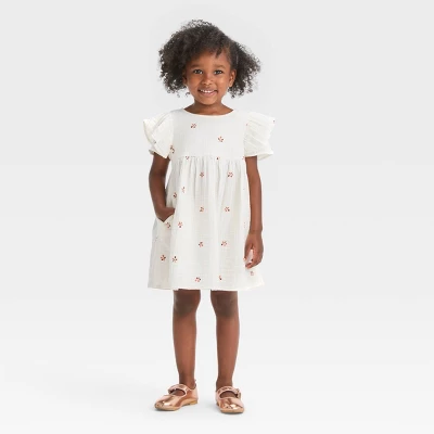 Toddler Girls' Embroidered Dress - Cat & Jack™ Cream 4 Toddler Girls' Embroidered Dress - Cat & Jack™ Cream - Image 2