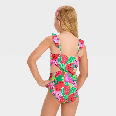 Girls' 'Berry Sweet' Fruit Printed One Piece Swimsuit - Cat & Jack™ 4 Girls' 'Berry Sweet' Fruit Printed One Piece Swimsuit - Cat & Jack™ - Image 2