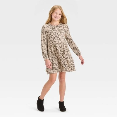Girls' Long Sleeve Cozy Tiered Dress - Cat & Jack™ 4 Girls' Long Sleeve Cozy Tiered Dress - Cat & Jack™ - Image 2