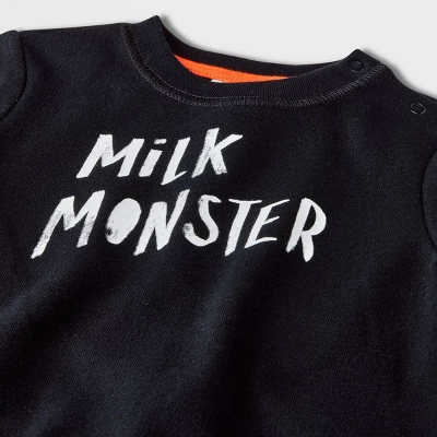 Baby 2pc Milk Monster Long Sleeve Top & Bottom Set - Halloween - Cat & Jack™ Black 4 Baby 2pc Milk Monster Long Sleeve Top & Bottom Set - Halloween - Cat & Jack™ Black - Image 2