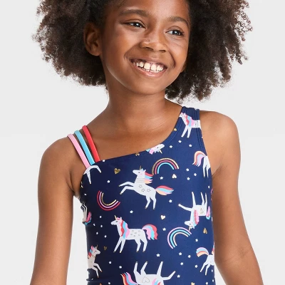 Girls' Unicorn Star One Piece Swimsuit - Cat & Jack™ 3 Girls' Unicorn Star One Piece Swimsuit - Cat & Jack™