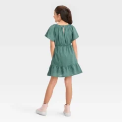 Girls' Solid Short Sleeve Woven Dress - Cat & Jackā¢