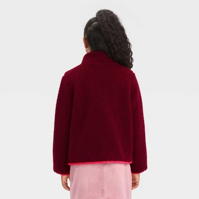 Girls' Faux Shearling Zip-Up Sweatshirt - Cat & Jack™ 3 Girls' Faux Shearling Zip-Up Sweatshirt - Cat & Jack™