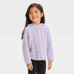 Toddler Girls' Cable Sweater With Hood - Cat & Jack™ -CAT and JACK Store GUEST b2870c0d ad76 4d81 a06f af406c99162c