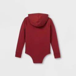 Boys' Adaptive Hooded Adjustable Bodysuit - Cat & Jack™ Burgundy