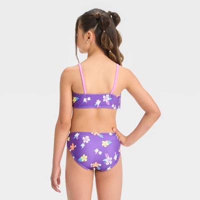 Girls' Simple Tropical Bikini Set - Cat & Jack™ Purple 4 Girls' Simple Tropical Bikini Set - Cat & Jack™ Purple - Image 2