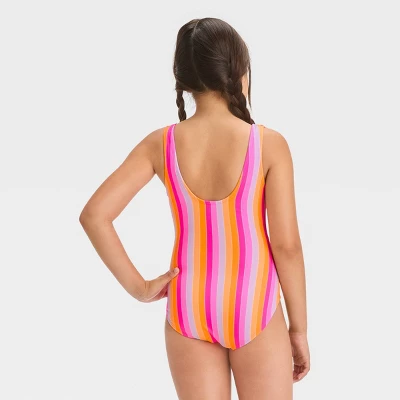 Girls' Rainbow Striped One Piece Swimsuit - Cat & Jack™ 4 Girls' Rainbow Striped One Piece Swimsuit - Cat & Jack™ - Image 2