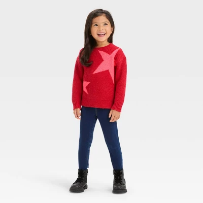Toddler Girls' Stars Pullover Sweater - Cat & Jack™ Red 4 Toddler Girls' Stars Pullover Sweater - Cat & Jack™ Red - Image 2