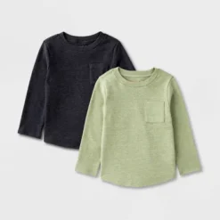 Toddler Boys' 2pk Long Sleeve T-Shirt - Cat & Jack™ Charcoal Gray/Olive Green -CAT and JACK Store GUEST b919156e 60ab 44b6 a492 48838473ae61