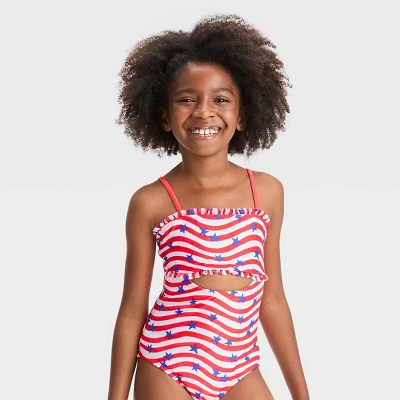 Girls' Striped Star One Piece Swimsuit - Cat & Jack™ 5 Girls' Striped Star One Piece Swimsuit - Cat & Jack™ - Image 3