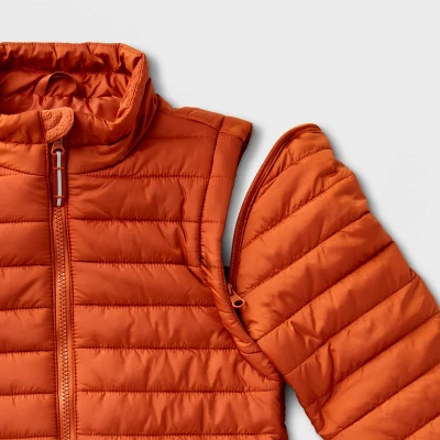Kids' Adaptive Puffer Jacket - Cat & Jack™ Orange 4 Kids' Adaptive Puffer Jacket - Cat & Jack™ Orange - Image 2