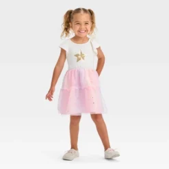 Toddler Girls' Star Short Sleeve Dress - Cat & Jack™ Cream -CAT and JACK Store GUEST bfdb9576 e339 4819 9ff2 b50730dd7ae1