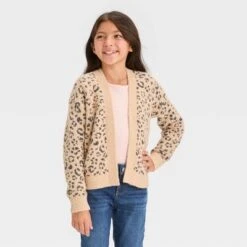 Girls' Leopard Print Short Open Layering Cardigan - Cat & Jack™ Beige -CAT and JACK Store GUEST c12fa873 9fc6 490a 8ab7 1f07eead99fb