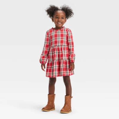 Toddler Girls' Plaid Long Sleeve Dress - Cat & Jack™ 5 Toddler Girls' Plaid Long Sleeve Dress - Cat & Jack™ - Image 3