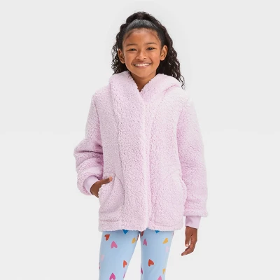Girls' Cozy Faux Shearling Jacket - Cat & Jack™ 6 Girls' Cozy Faux Shearling Jacket - Cat & Jack™ - Image 4