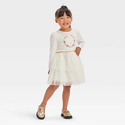 Toddler Girls' Deer Tulle Dress - Cat & Jack™ Cream 4 Toddler Girls' Deer Tulle Dress - Cat & Jack™ Cream - Image 2