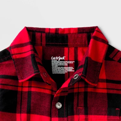 Toddler Boys' Adaptive Long Sleeve Button-Down Flannel Shirt - Cat & Jack™ Red 4 Toddler Boys' Adaptive Long Sleeve Button-Down Flannel Shirt - Cat & Jack™ Red - Image 2