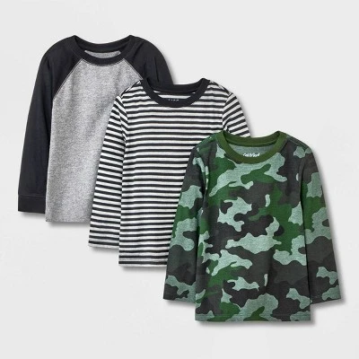 Toddler Boys' 3pk Camoflauge Long Sleeve Shirt - Cat & Jack™ Gray/Black 5 Toddler Boys' 3pk Camoflauge Long Sleeve Shirt - Cat & Jack™ Gray/Black - Image 3