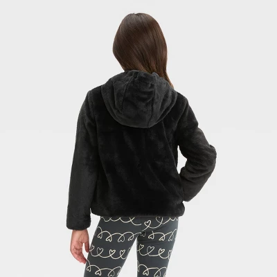 Girls' Faux Fur Zip-Up Jacket - Cat & Jack™ 3 Girls' Faux Fur Zip-Up Jacket - Cat & Jack™