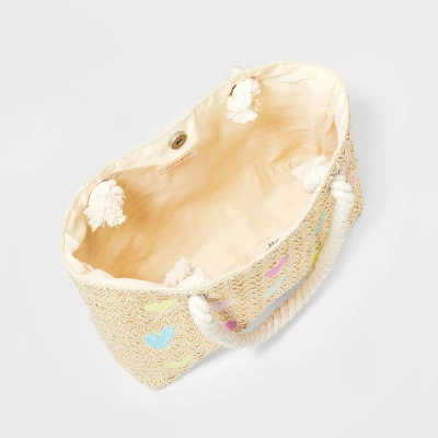 Girls' Heart Embroidered Tote Bag - Cat & Jack™ Off- White 3 Girls' Heart Embroidered Tote Bag - Cat & Jack™ Off- White - Image 2