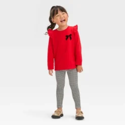 Toddler Girls' Bow-Tie Long Sleeve Top & Leggings Set - Cat & Jack™ Red -CAT and JACK Store GUEST d357f133 a2bc 4600 9c1e b1c3b575b6ce