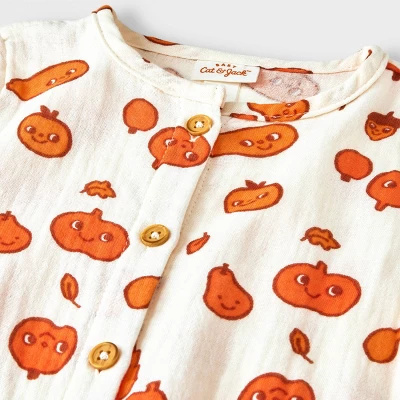 Baby Autumn Gauze Long Sleeve Romper - Cat & Jack™ Cream 4 Baby Autumn Gauze Long Sleeve Romper - Cat & Jack™ Cream - Image 2