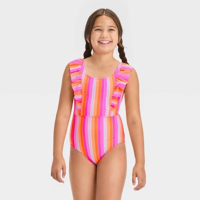 Girls' Rainbow Striped One Piece Swimsuit - Cat & Jack™ 5 Girls' Rainbow Striped One Piece Swimsuit - Cat & Jack™ - Image 3