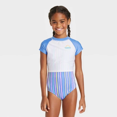 Girls' 2pc Taffy Striped Short Sleeve Rash Guard Set - Cat & Jack™ 6 Girls' 2pc Taffy Striped Short Sleeve Rash Guard Set - Cat & Jack™ - Image 4
