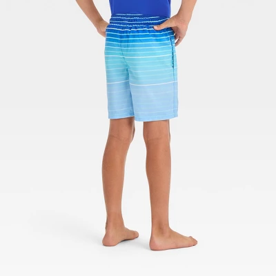 Boys' Ombre Striped Design Swim Shorts - Cat & Jack™ Blue 4 Boys' Ombre Striped Design Swim Shorts - Cat & Jack™ Blue - Image 2