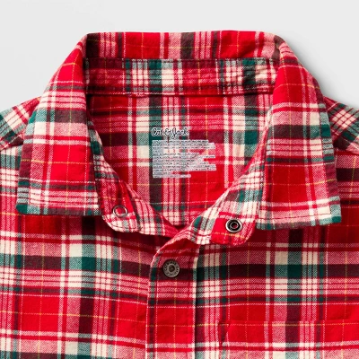 Boys' Adaptive Woven Plaid Button-Down Shirt - Cat & Jack - Red 4 Boys' Adaptive Woven Plaid Button-Down Shirt - Cat & Jack - Red - Image 2