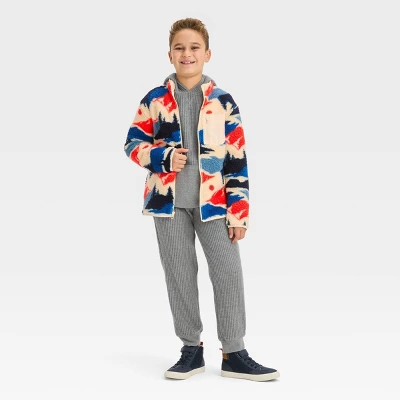 Boys' Faux Shearling Zip-Up Sweatshirt - Cat & Jack™ Off-White 4 Boys' Faux Shearling Zip-Up Sweatshirt - Cat & Jack™ Off-White - Image 2